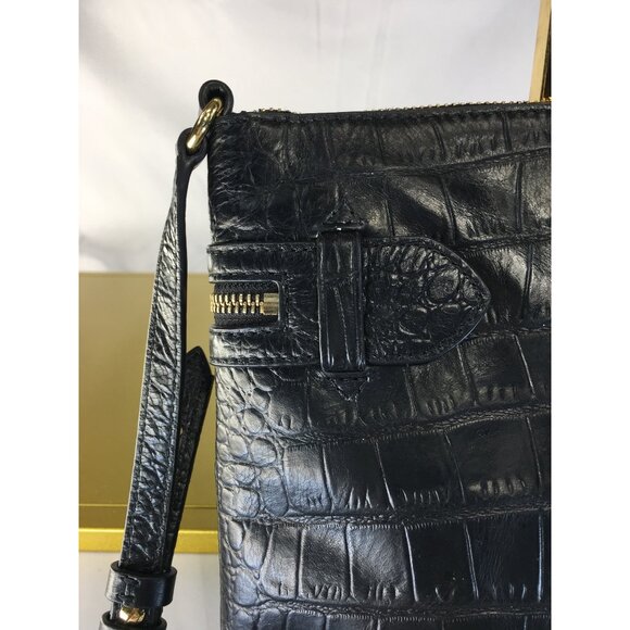 Cole Haan Crossbody Shoulder Purse Bag Genuine Leather Alligator Print Black  -N - Picture 9 of 16